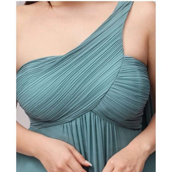 EVER PRETTY Dress PLEATED ON SHOULDER CHIFFON FORMAL MAXI COLOR BLACK SIZE 20 - Picture 1 of 8